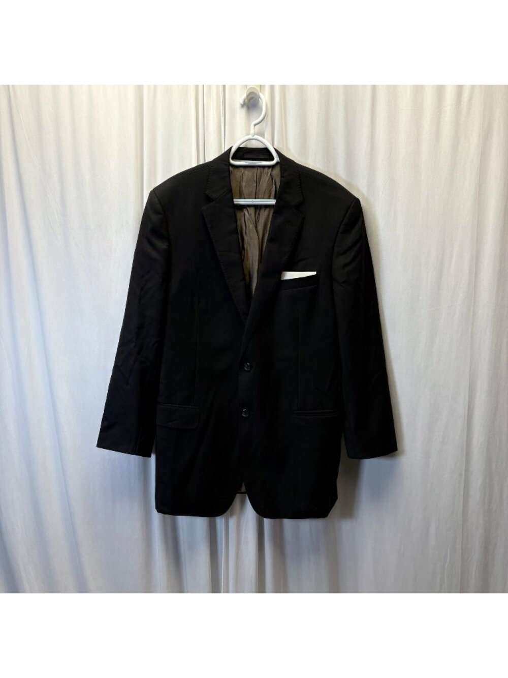 Renoir Mens Suit Jacket Size L42 Black Notched Lapel Two Button Wool Blazer